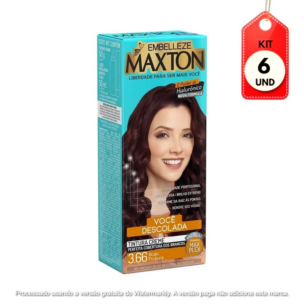 Kit C/06 Maxton Tinta 3.66 Acaju Púrpura