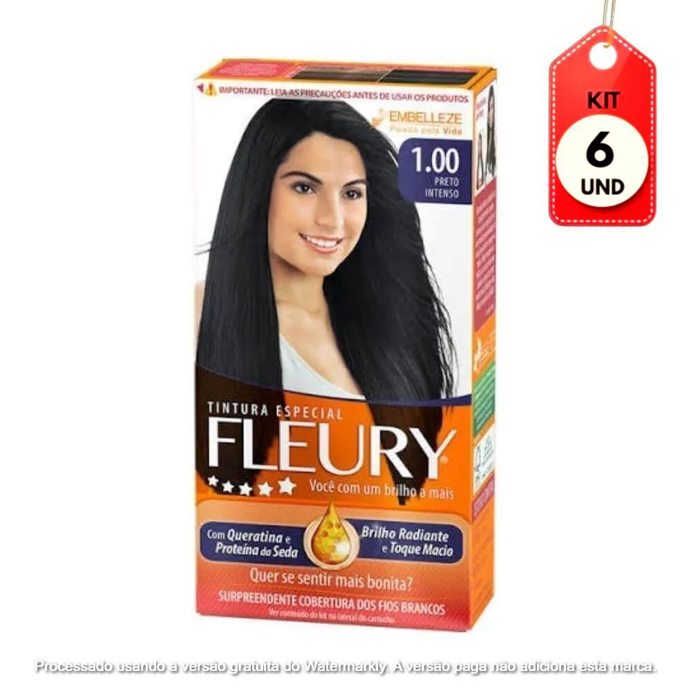 Kit C/06 Fleury Tinta 1.00 Preto Intenso 35Ml