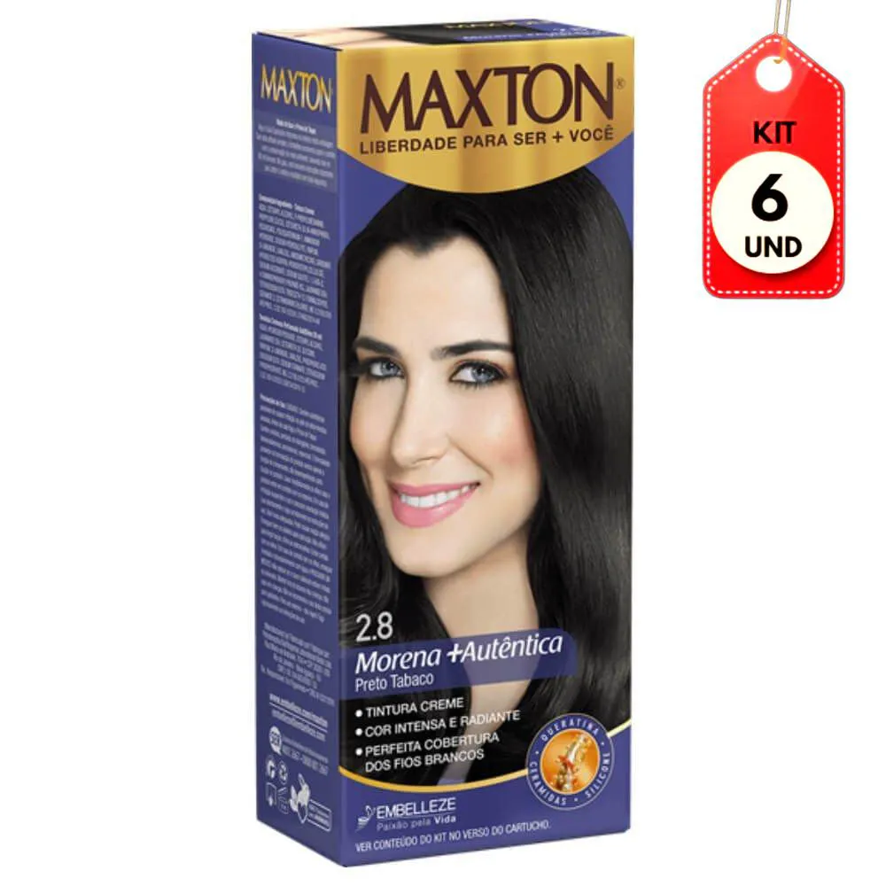 Kit C/06 Maxton Tinta Kit 2.8 Preto Tabaco 50G