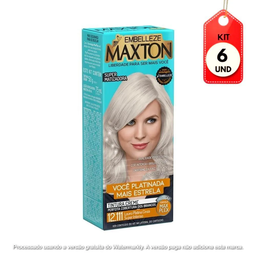 Kit C/06 Maxton Tinta Kit 12.111 Louro Platina 50G