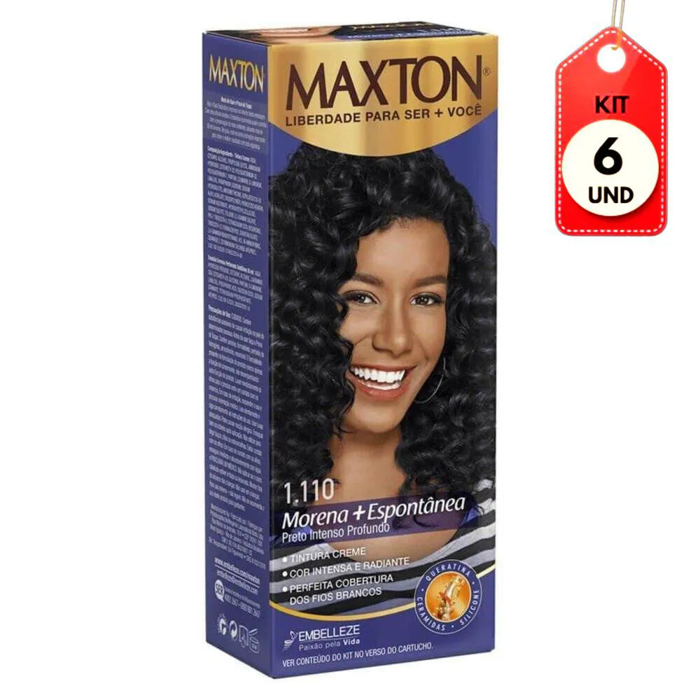 Kit C/06 Maxton Tintura Kit 1.110 Preto Intenso 50G