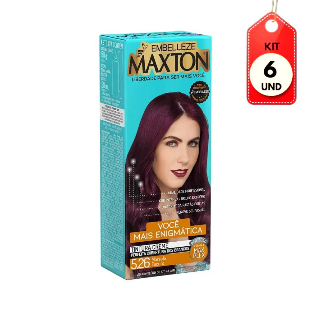 Kit C/06 Maxton Coloração 5.26 Marsala Escuro