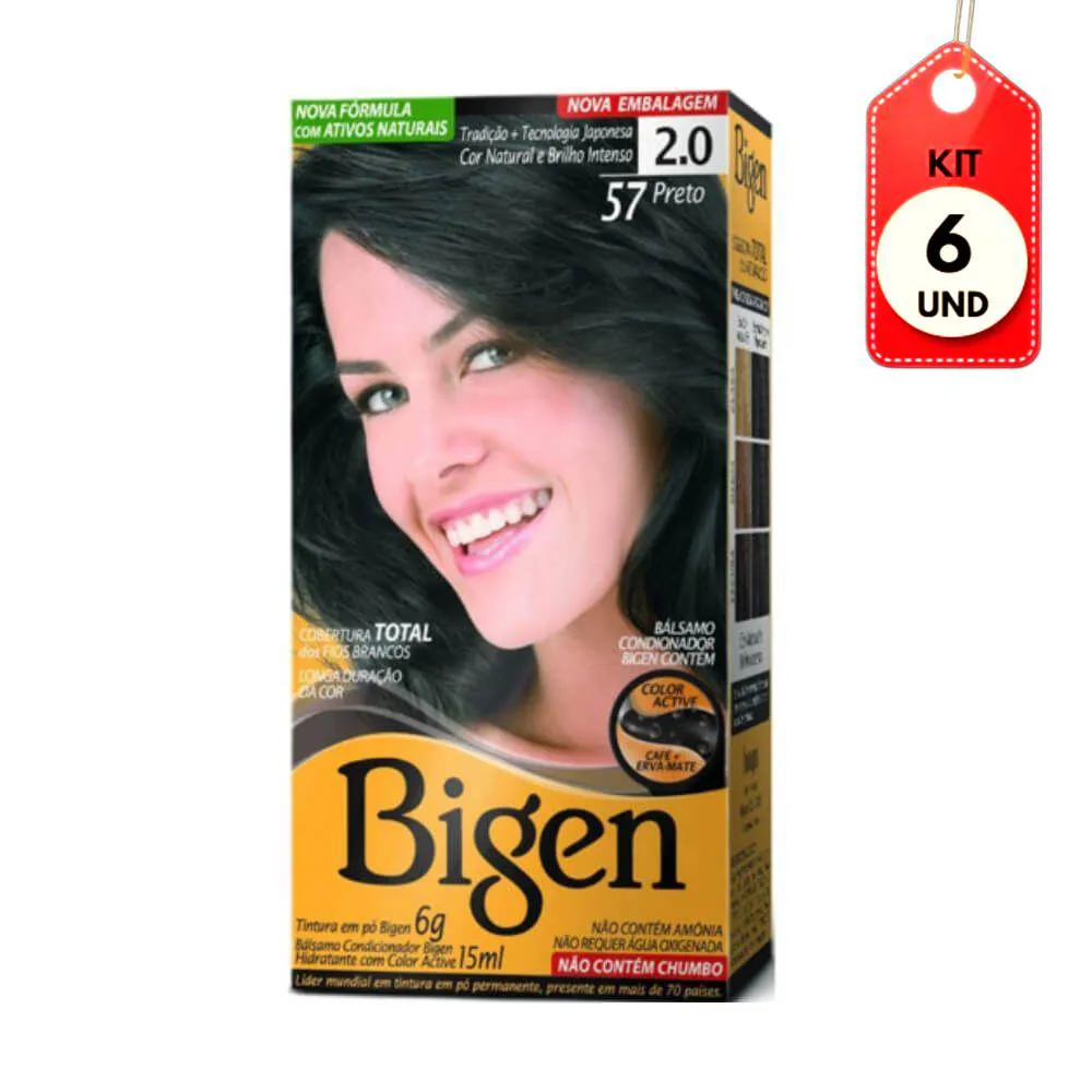Kit C/06 Bigen Tinta 5.7 Preto