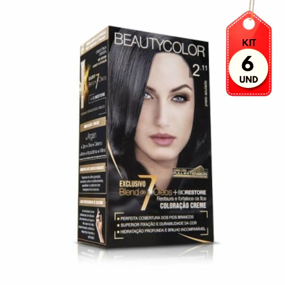 Kit C/06 Beautycolor Tinta Kit 2.11 Preto Azulado
