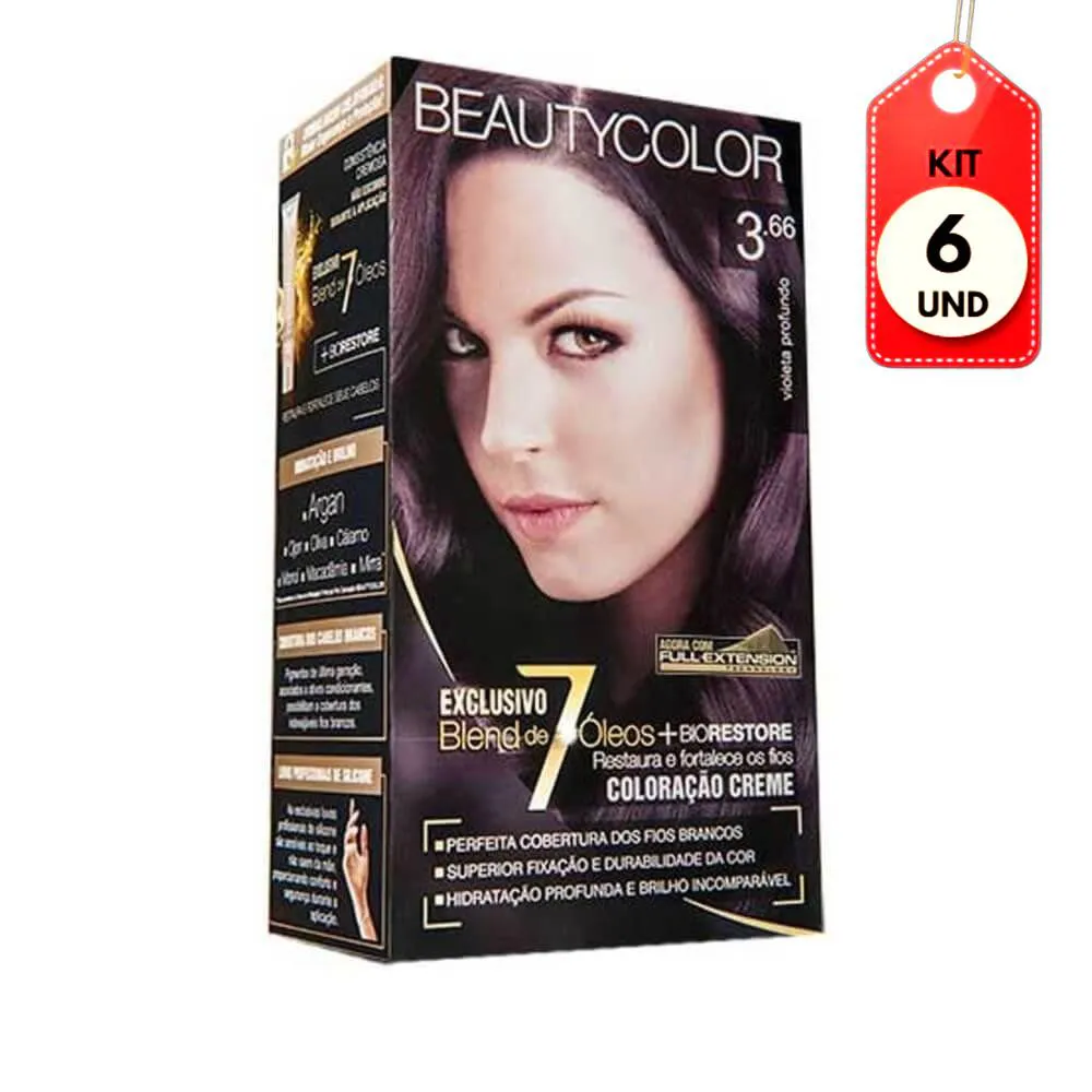 Kit C/06 Beautycolor Tinta Kit 3.66 Castanho Purpura