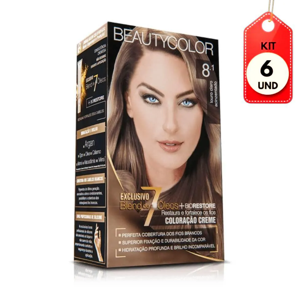 Kit C/06 Beautycolor Tinta Kit 8.1 Louro Claro Acinzentado
