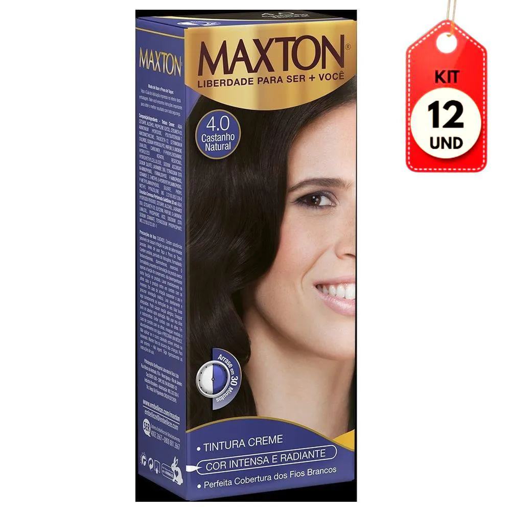 Kit C/12 Maxton Tinta 4.0 Castanho Natural