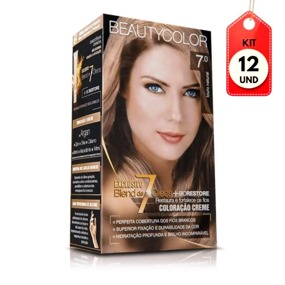 Kit C/12 Beautycolor Tinta Kit 7.0 Louro Natural