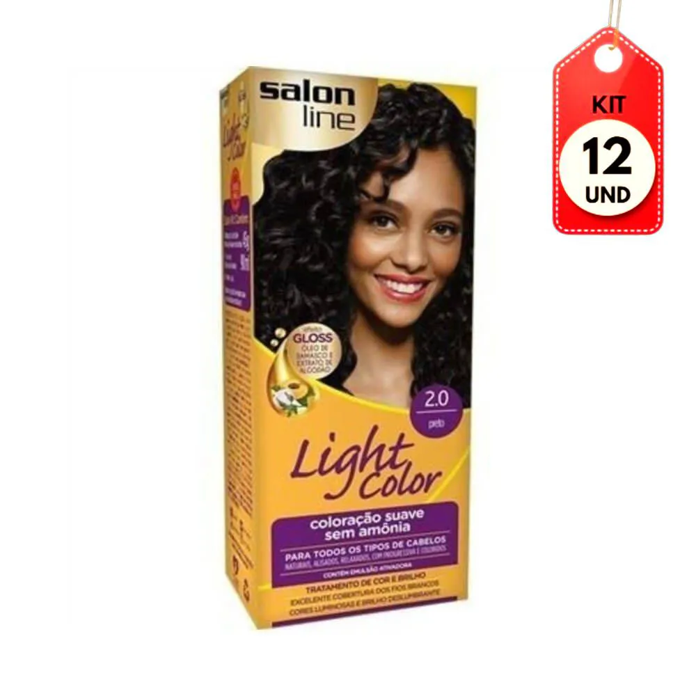 Kit C/12 Lightcolor Tinta Profissional 2.0 Preto 45G