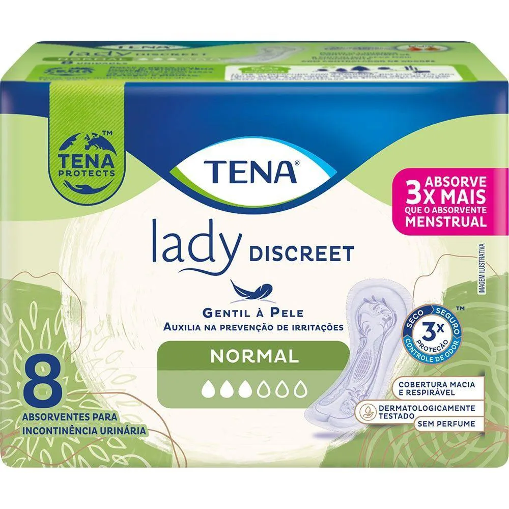 Absorvente Para Incontinência Urinária Tena Lady Discreet Normal Feminino Absorção Leve A Moderada 8 Unidades