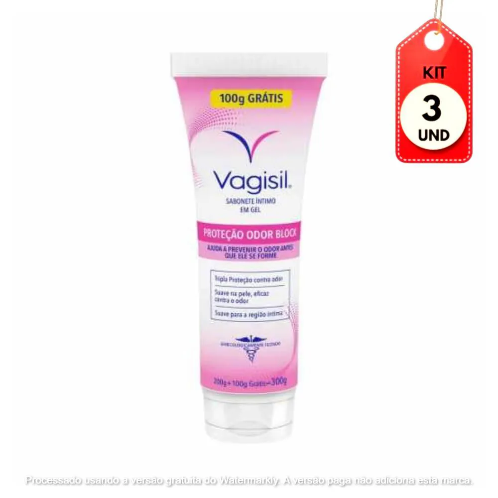 Kit C/03 Vagisil Odor Block Sabonete Íntimo 300Ml