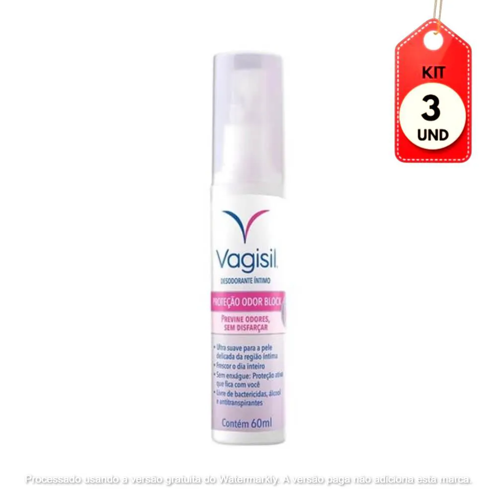 Kit C/03 Vagisil Odor Block Desodorante Íntimo 60Ml