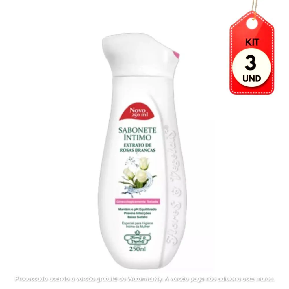 Kit C/03 Flores & Vegetais Rosas Sabonete Líquido Íntimo 250G