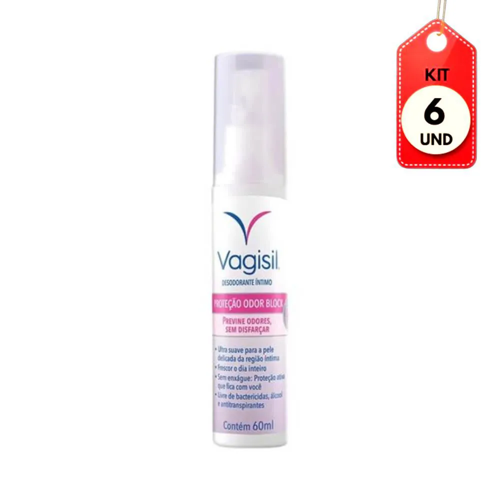 Kit C/06 Vagisil Odor Block Desodorante Íntimo 60Ml