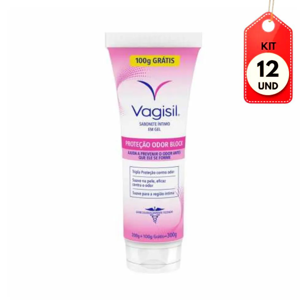 Kit C/12 Vagisil Odor Block Sabonete Íntimo 300Ml