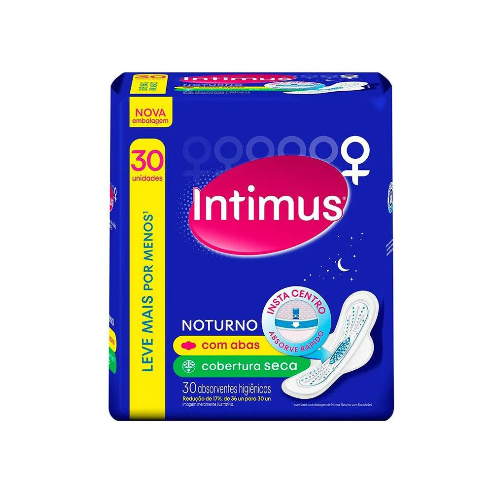Absorvente Intimus Com Abas Noturno Seca Lv+ Pg- C/30Un