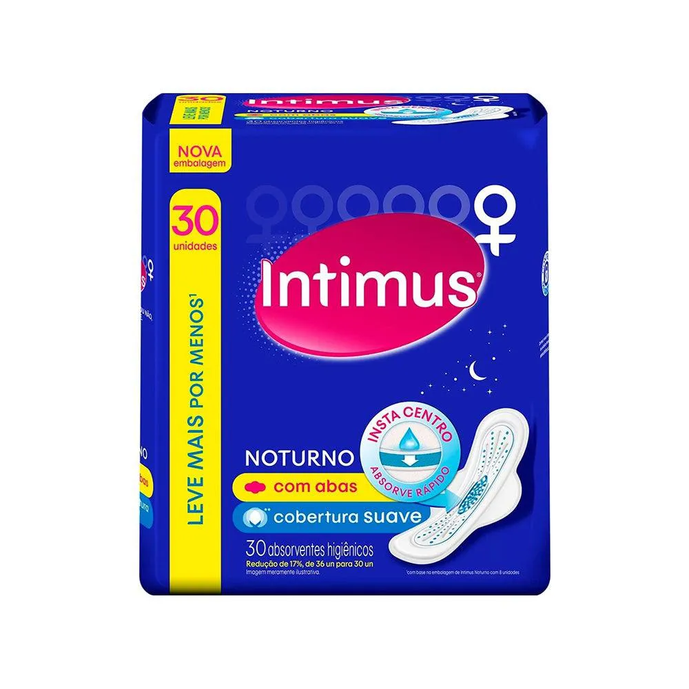 Absorvente Intimus Com Abas Noturno Suave Lv+ Pg- C/30Un