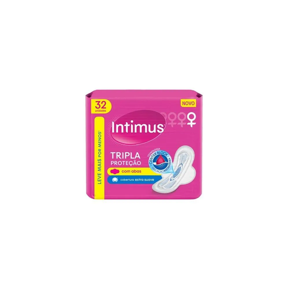 Absorvente Intimus Com Abas Tripla Proteção Suave C/32Un