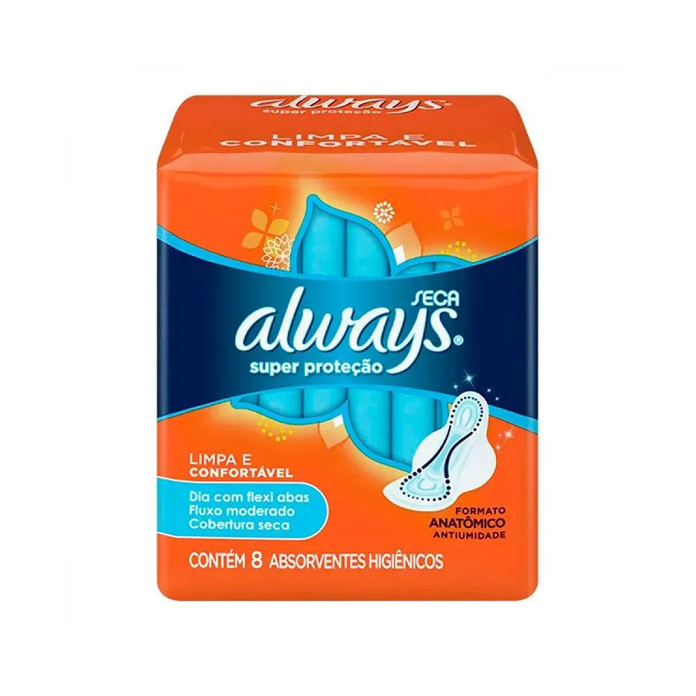 Absorvente Always Com Abas Super Protecao Seca C/8Un