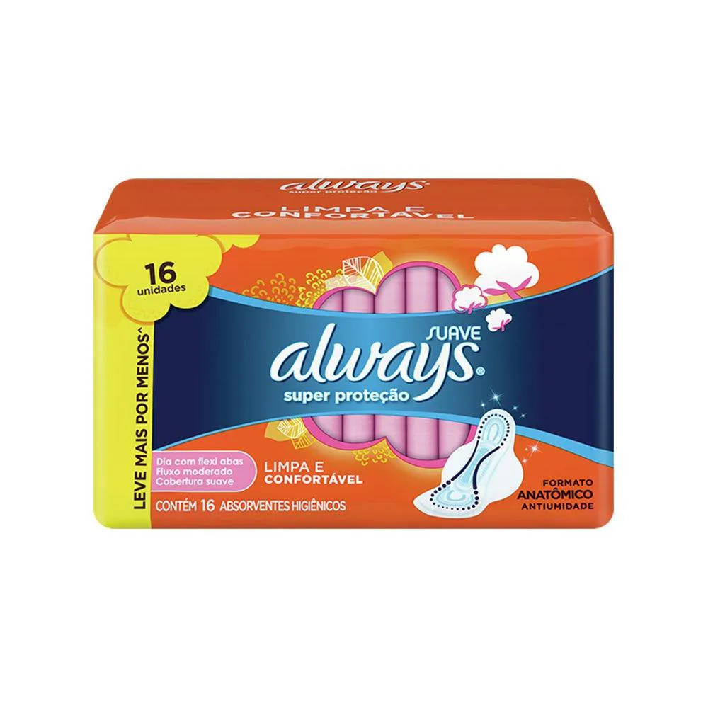 Absorvente Always Com Abas Super Protecao Suave C/16Un
