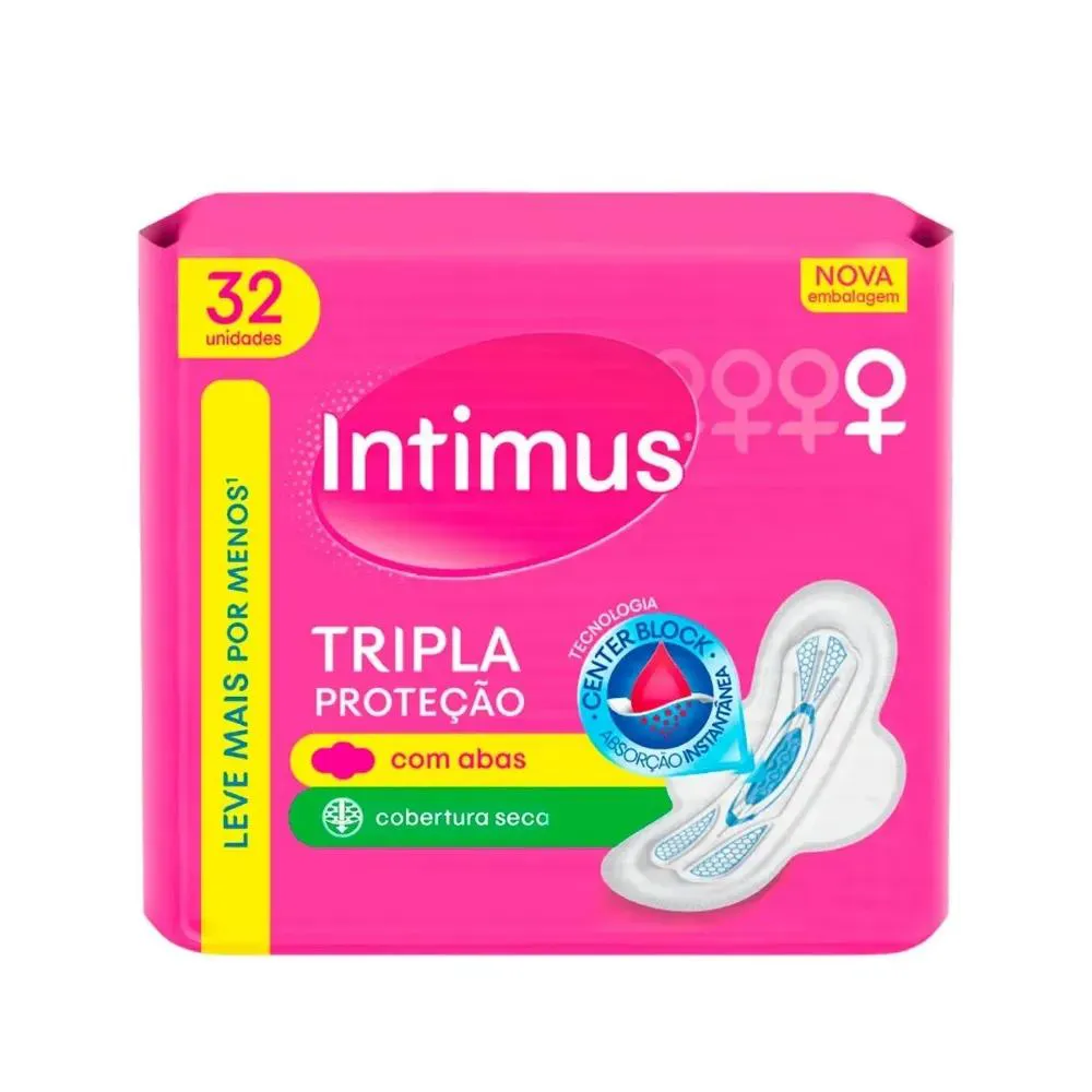 Absorvente Intimus Com Abas Tripla Proteção Seca C/32Un