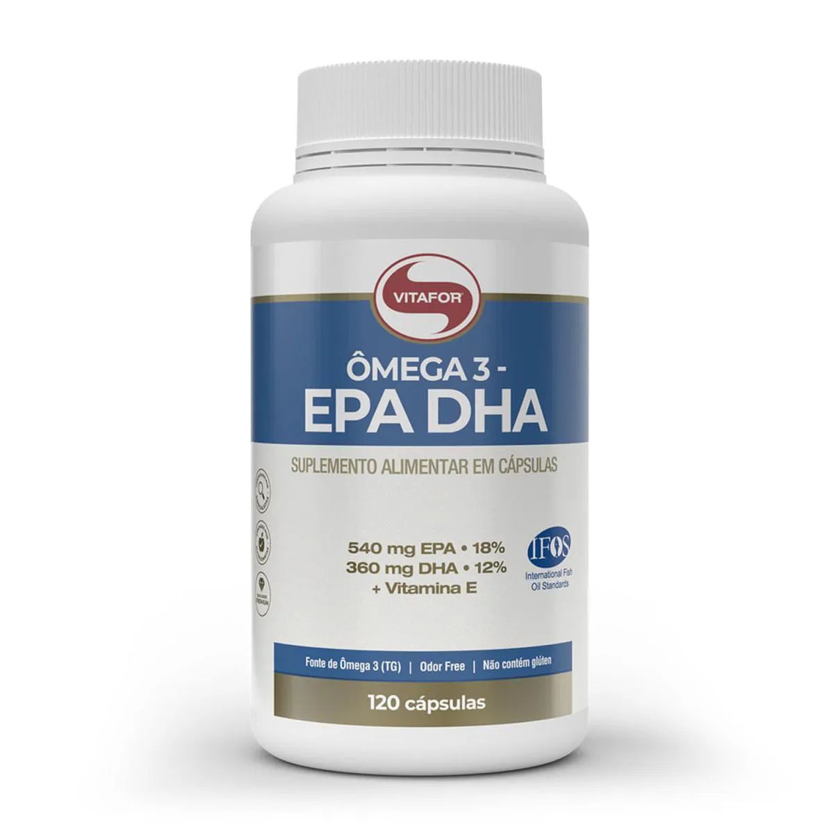 ÔMEGA 3 EPA DHA ODOR FREE COM VITAMINA E 120 CAPSULAS VITAFOR