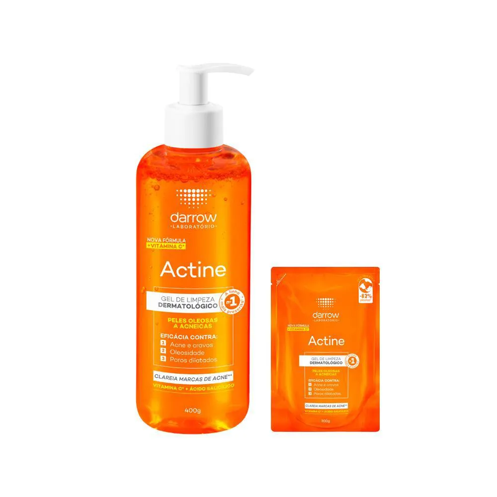 KIT FACIAL DE LIMPEZA DARROW ACTINE GEL COM REFIL - GEL DE LIMPEZA 400 G E GEL DE LIMPEZ REFIL 300 G