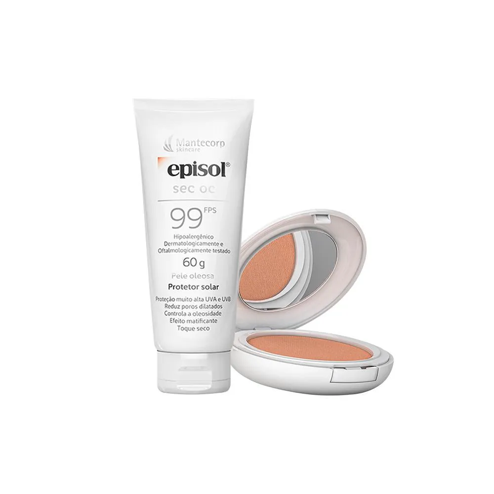 Kit Mantecorp Cuidado Da Pele Facial - Protetor Solar Fps99 E Protetor Solar Em Pó Fps50 Morena+