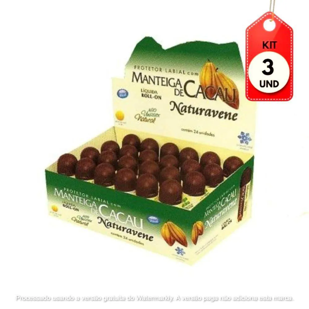 Kit C/03 Naturavene Manteiga De Cacau Líquido Rollon C/24