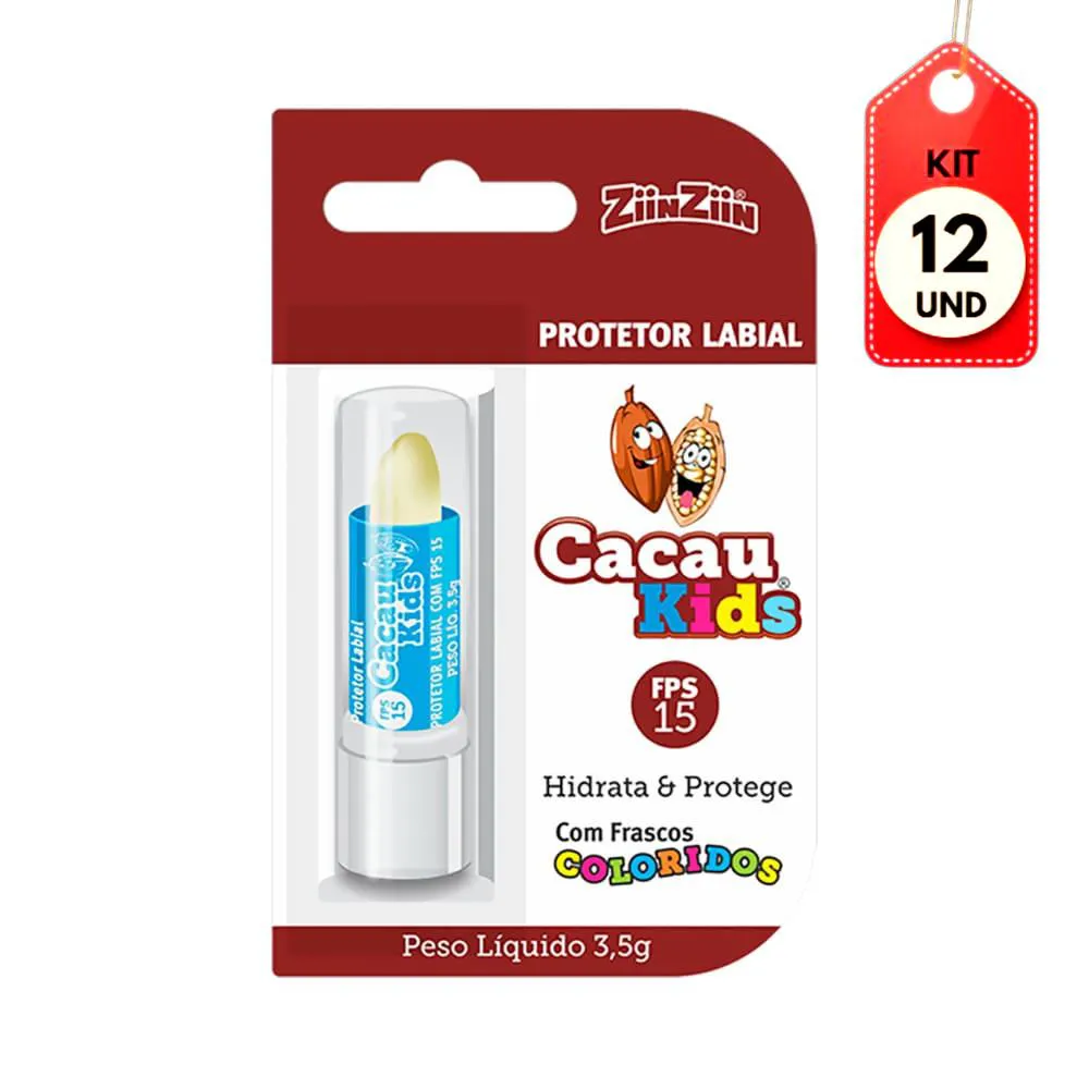 Kit C/12 Ziin Ziin Kids Manteiga De Cacau Protetor Labial Fps15