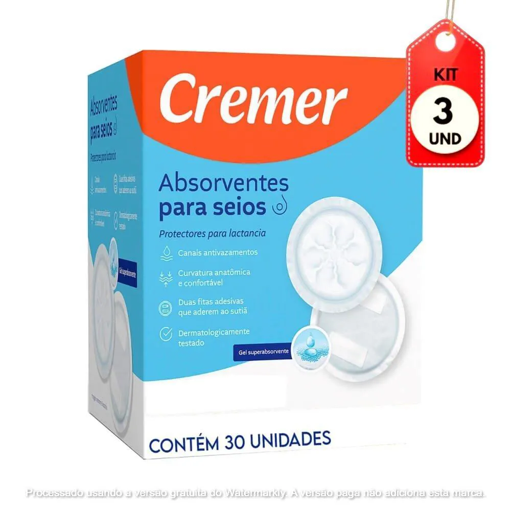 Kit C/03 Cremer Absorventes P/ Seios C/30