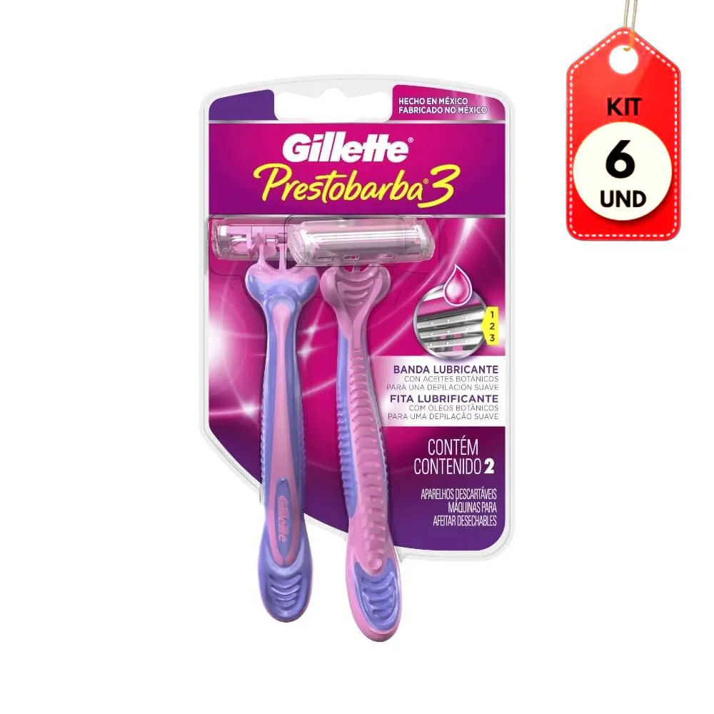 Kit C/06 Prestobarba Aparelho Prestobarba 3 Feminino Sm C/2