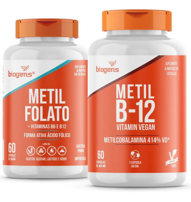Kit C/ Metil Folato + Metilcobalamina B12, 60 Caps, Biogens