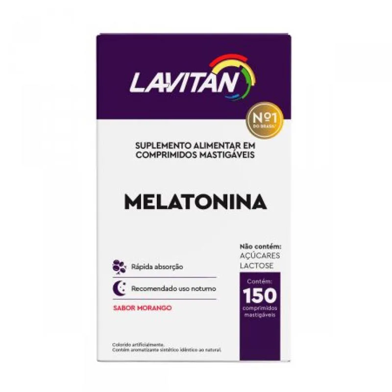 Suplemento Alimentar Lavitan Melatonina Morango 150 Comprimidos Produto Isento Rdc 27/10