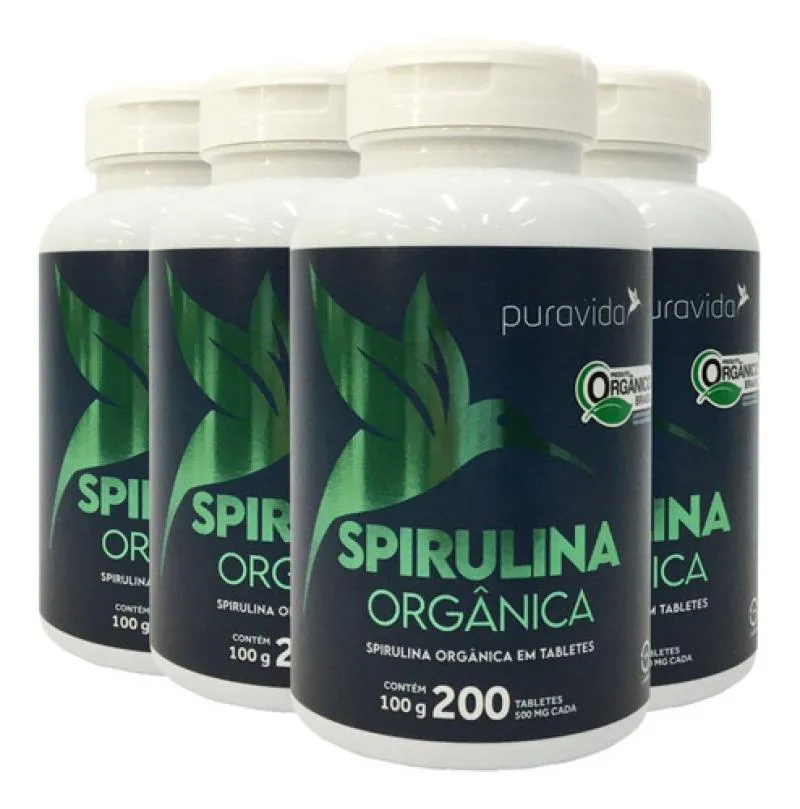 Spirulina Orgânica 4 X 200 Comprimidos Puravida