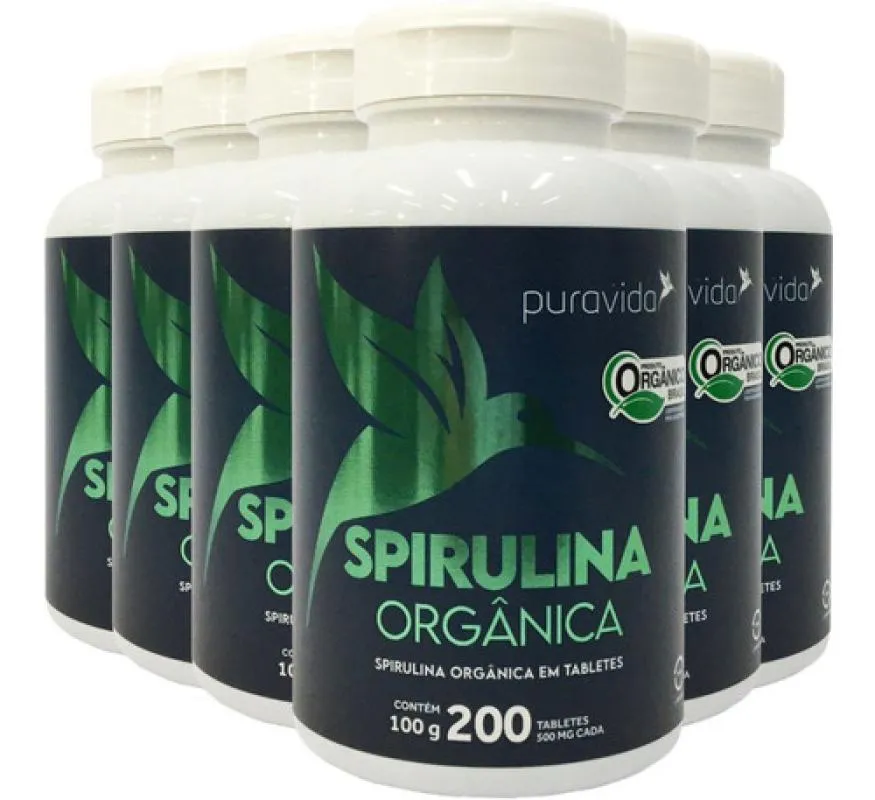  Spirulina Orgânica 6 X 200 Comprimidos Puravida