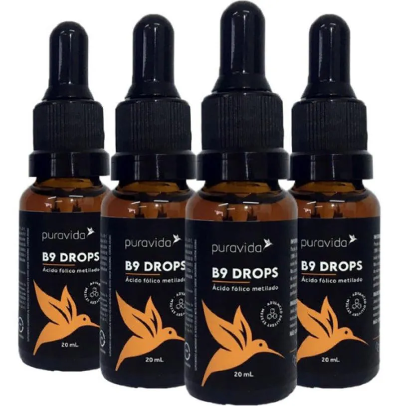Vitamina B9 Ácido Fólico Gotas 4 X 20Ml Puravida
