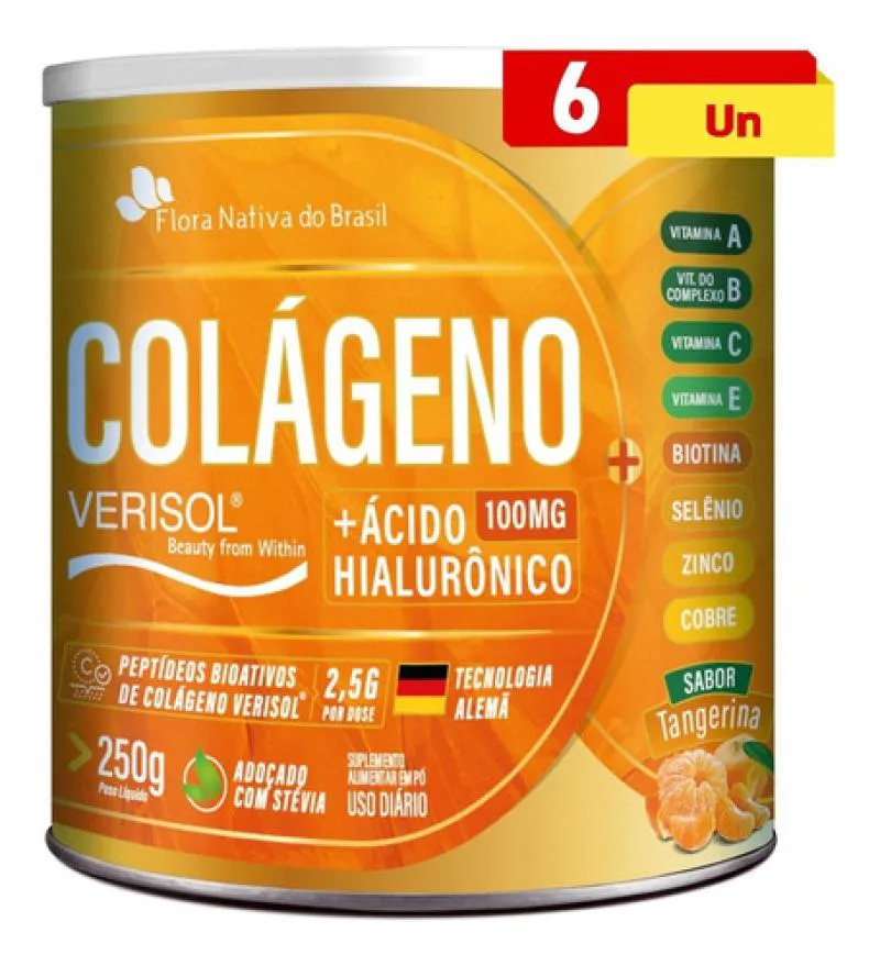 Colágeno Verisol Com Ácido Hialurônico 6 X 250G Flora Nativa