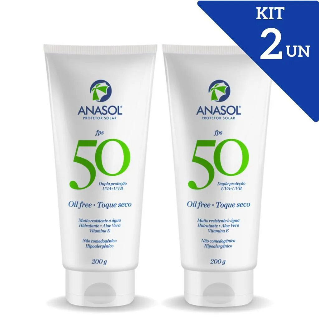 KIT PROTETOR SOLAR CORPORAL ANASOL FPS 50 TOQUE SECO 200G - 2 UN