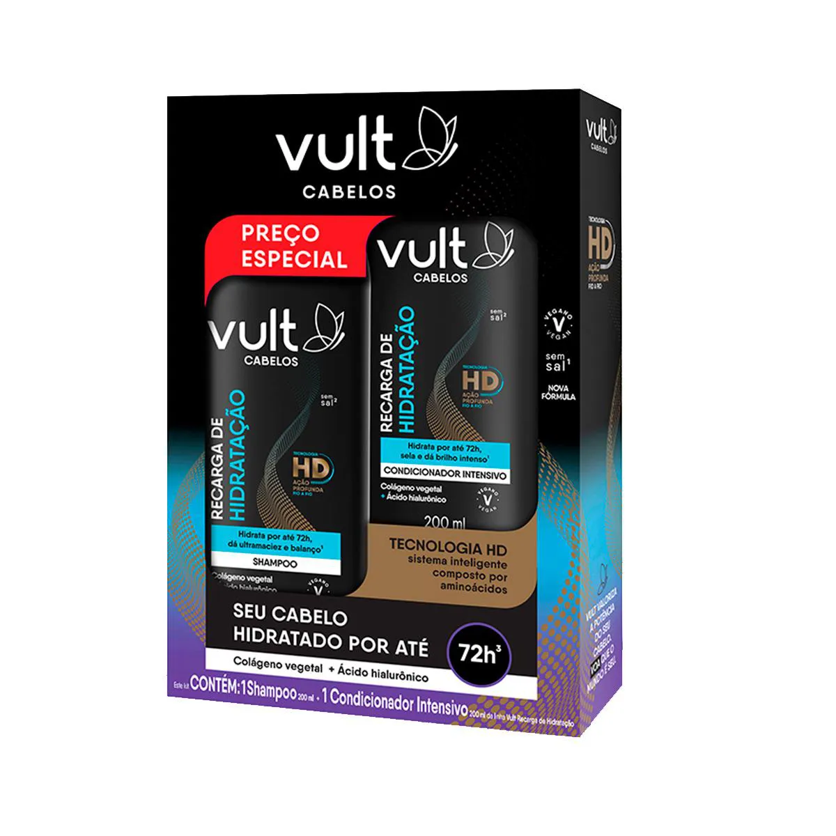 Kit Vult Cabelos Promopack Recarga de Hidratação Shampoo 200ml + Condicionador 200ml