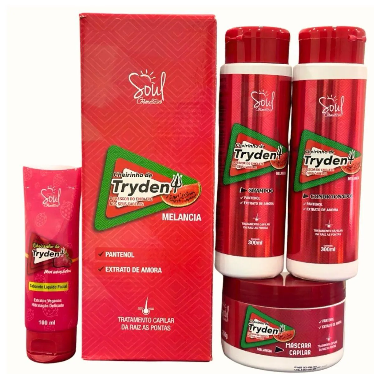 KIT CABELOS RAIZ E PONTAS CHEIRO TRYDENT MELANCIA + BRINDE