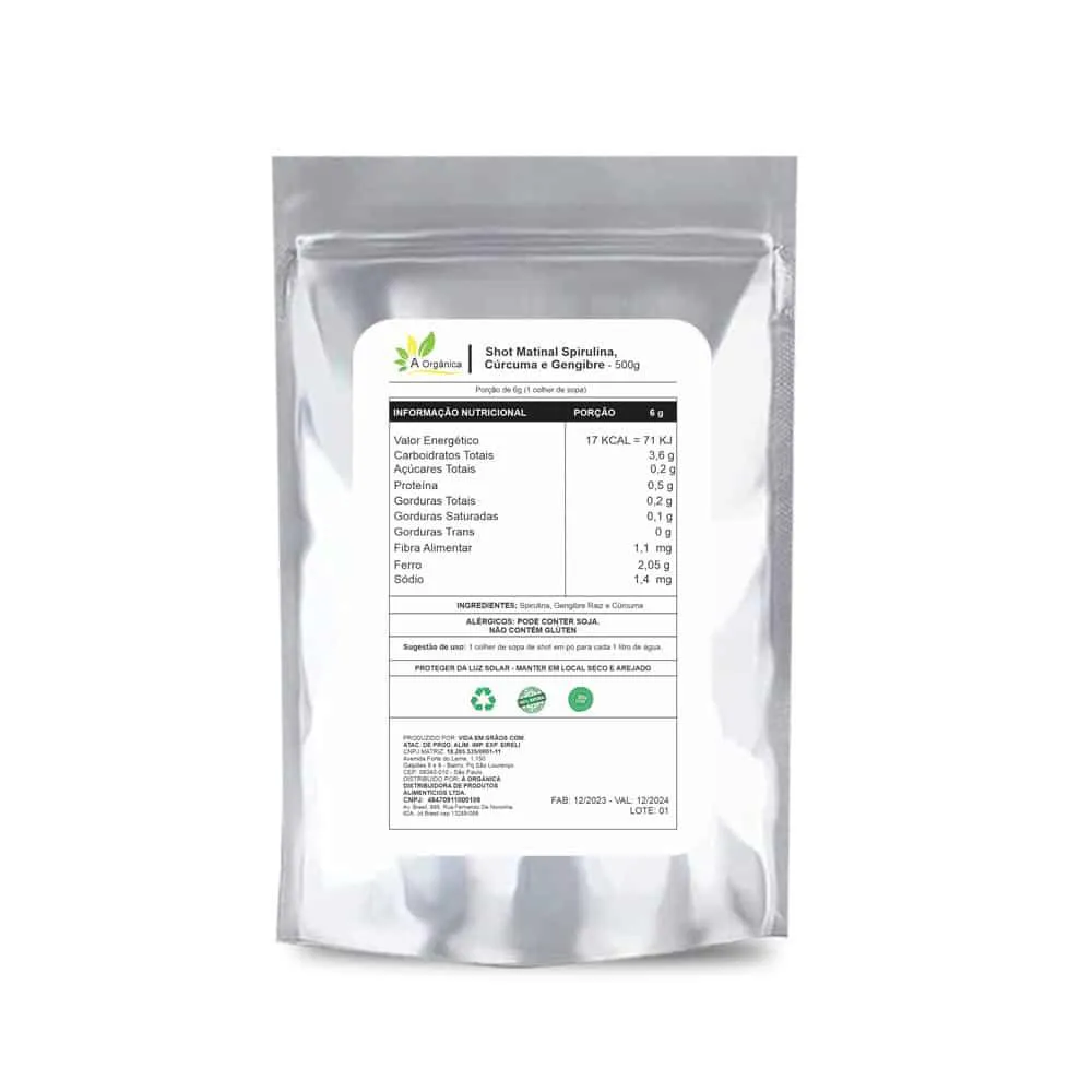 SHOT MATINAL SPIRULINA, CúRCUMA E GENGIBRE 500G