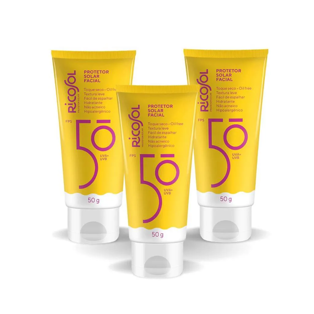 KIT PROTETOR FACIAL RICOSOL FPS50 TOQUE SECO 50GR 3UN