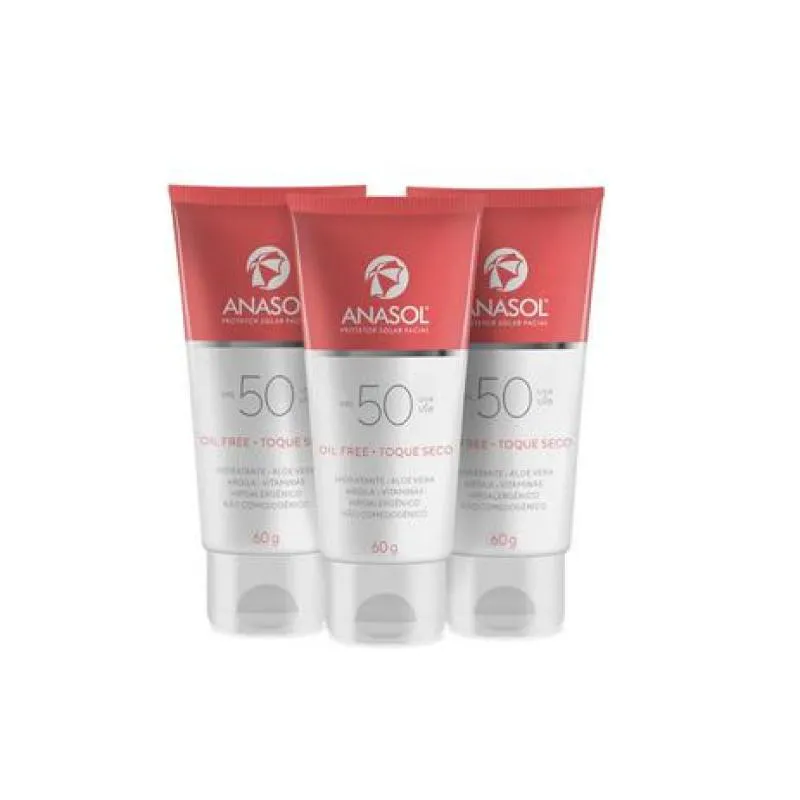KIT PROTETOR SOLAR FACIAL ANASOL FPS 50 VEGANO 60 G 3UN