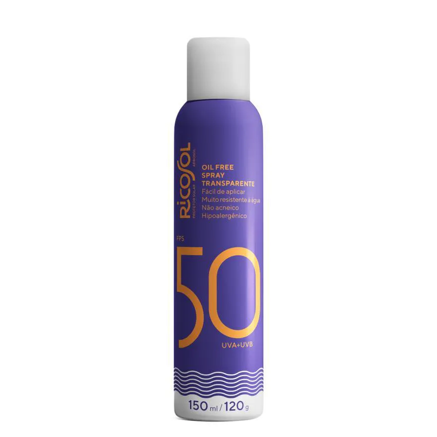 PROTETOR CORPORAL RICOSOL FPS50 AEROSOL OIL FREE TRANSPARENTE 150ML/120G