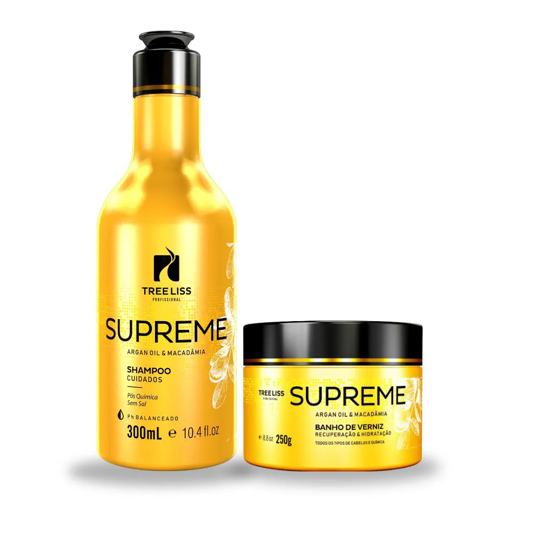 KIT HIDRATAçãO SHAMPOO E MáSCARA BANHO DE VERNIZ SUPREME