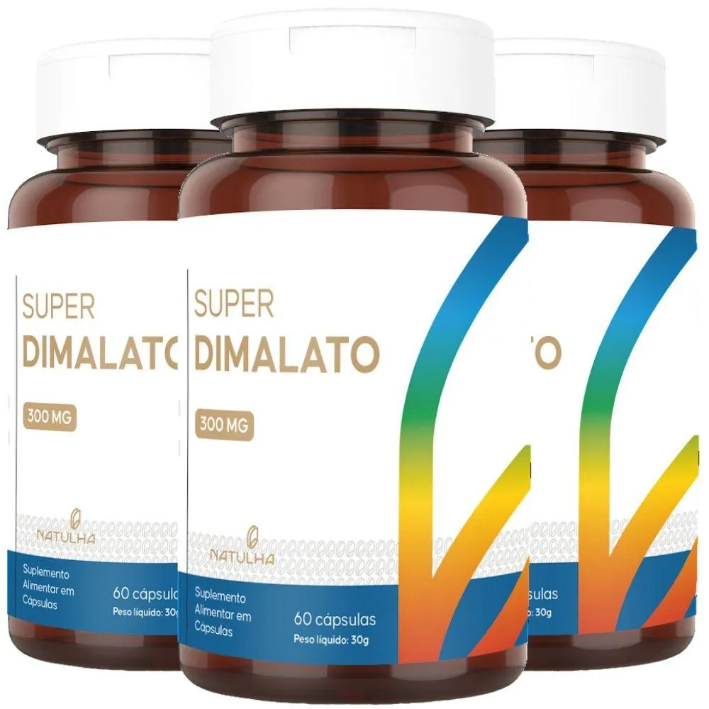 KIT 3X SUPER MAGNéSIO DIMALATO 300MG ELEMENTAR 60 CáPSULAS - NATULHA