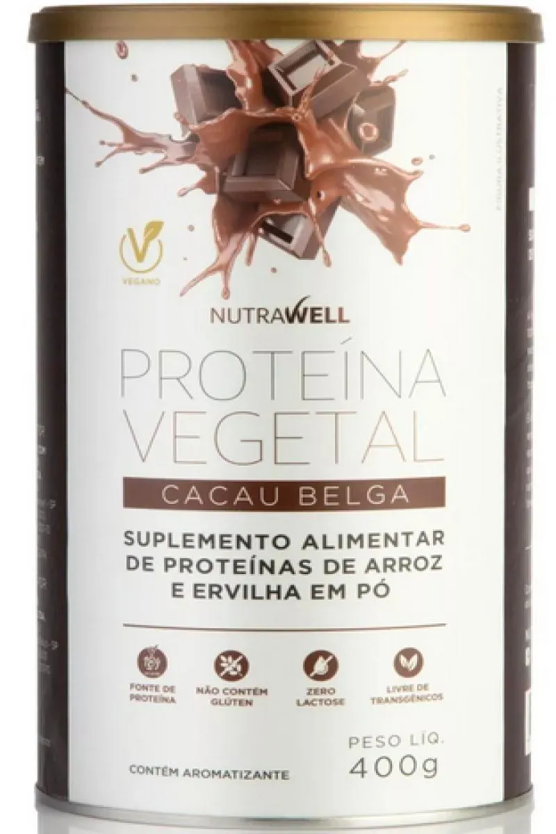 PROTEíNA VEGETAL NUTRAWELL, VEGAN PROTEIN CACAU BELGA, 400G