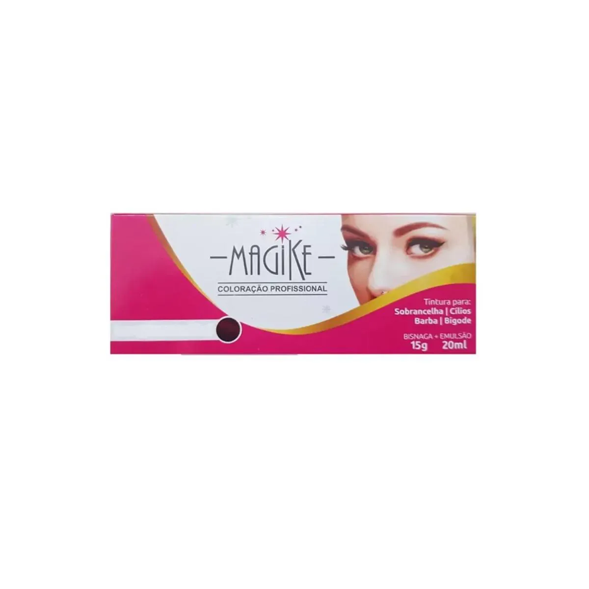 TINTURA MAGIKE CASTANHO MEDIO 15G + 20ML EMULSÃO SOBRANCELHA BARBA E BIGODE