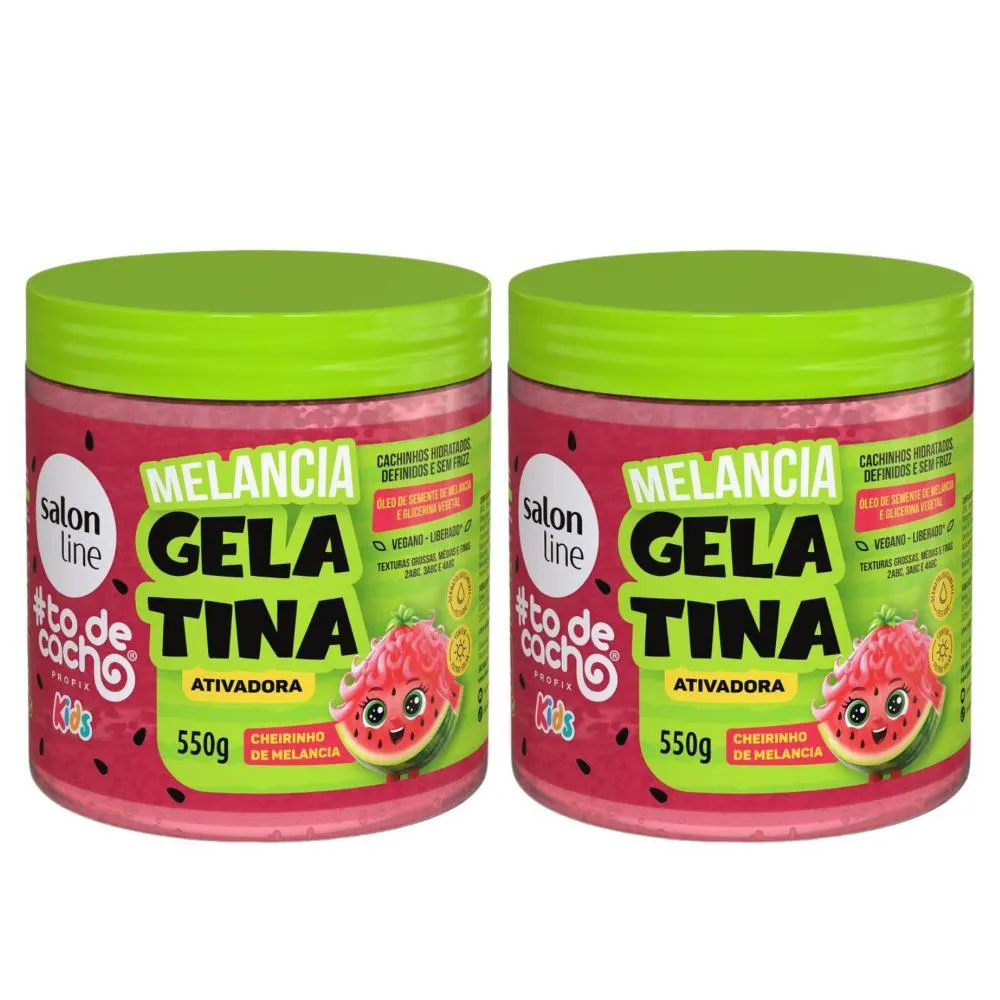 KIT GELATINA ATIVADORA SALON LINE KIDS MELANCIA 550G COM 2